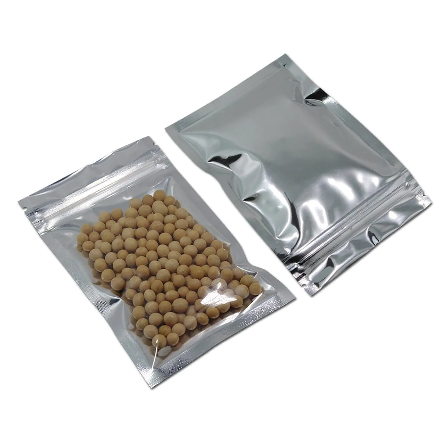 100 Pack Clear Front Reclosable Airtight Mylar Bags 8.5X14Cm (3.3X5.5Inch) For Zip Heat Seal Aluminum Foil Packaging Lock Plastic Bag Valve Zipper Lock Bulk Food Storage Candy Foil Pouch