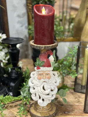 12.5" Resin Santa Head Cutout Beard Candle Holder