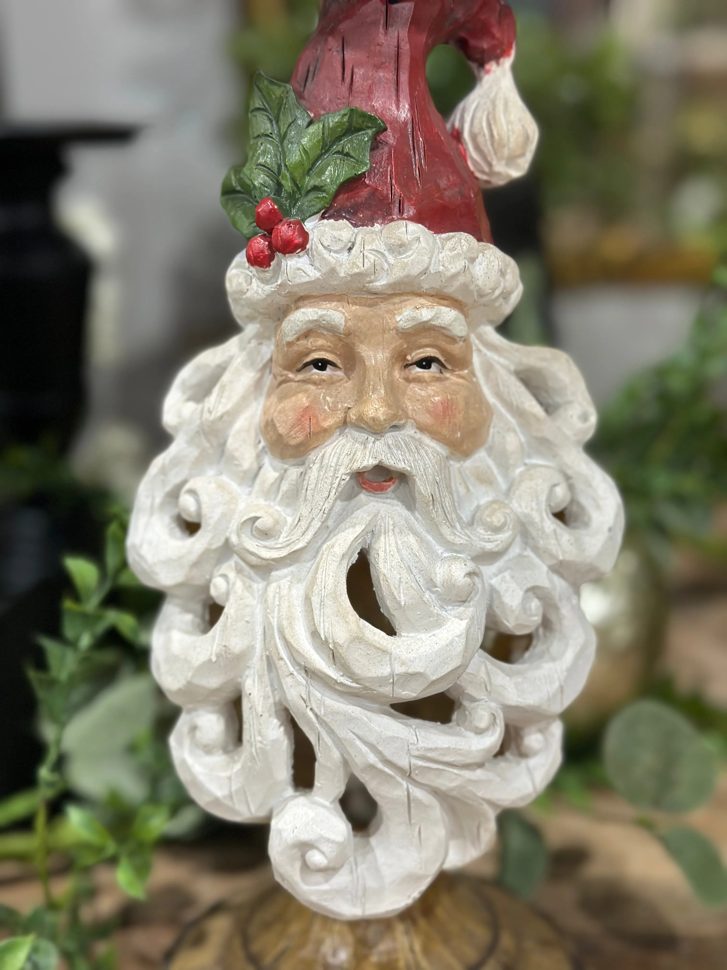 12.5" Resin Santa Head Cutout Beard Candle Holder