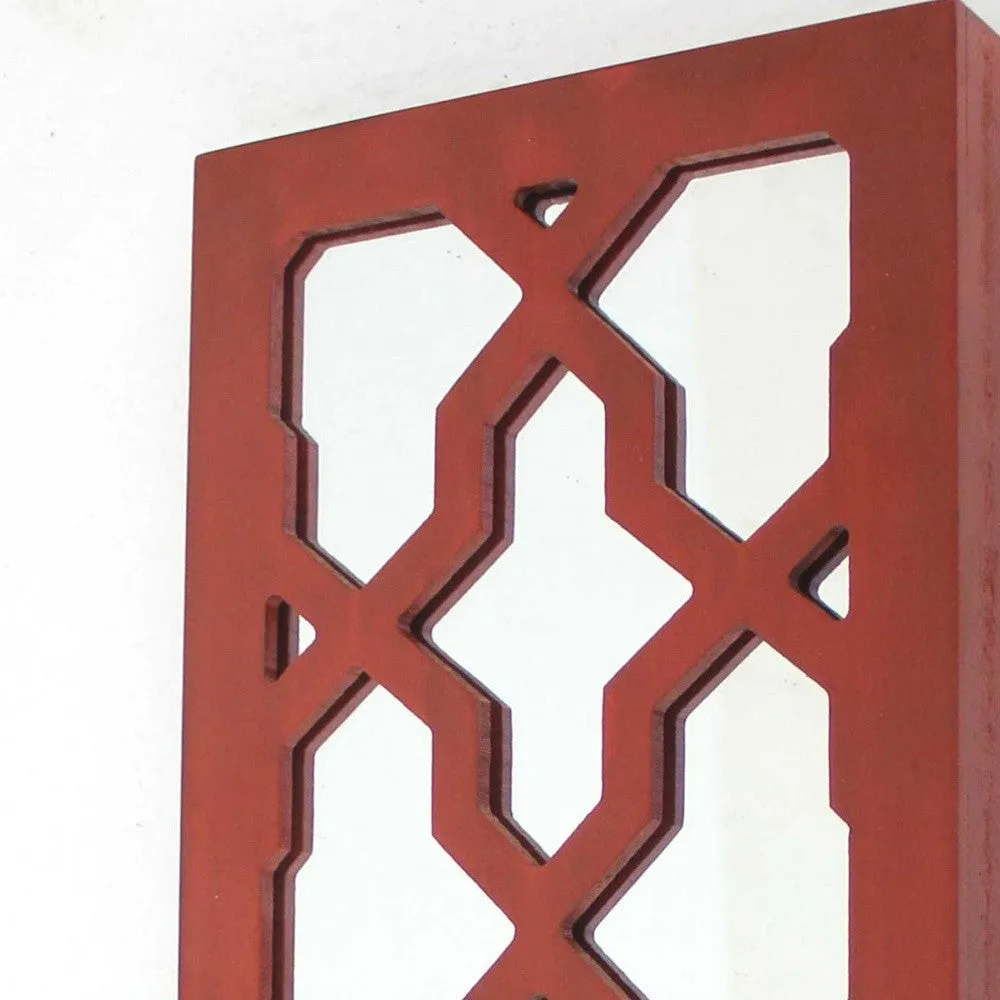17 X 5 X 6 Red  Mirrored - Candle Holder Sconce