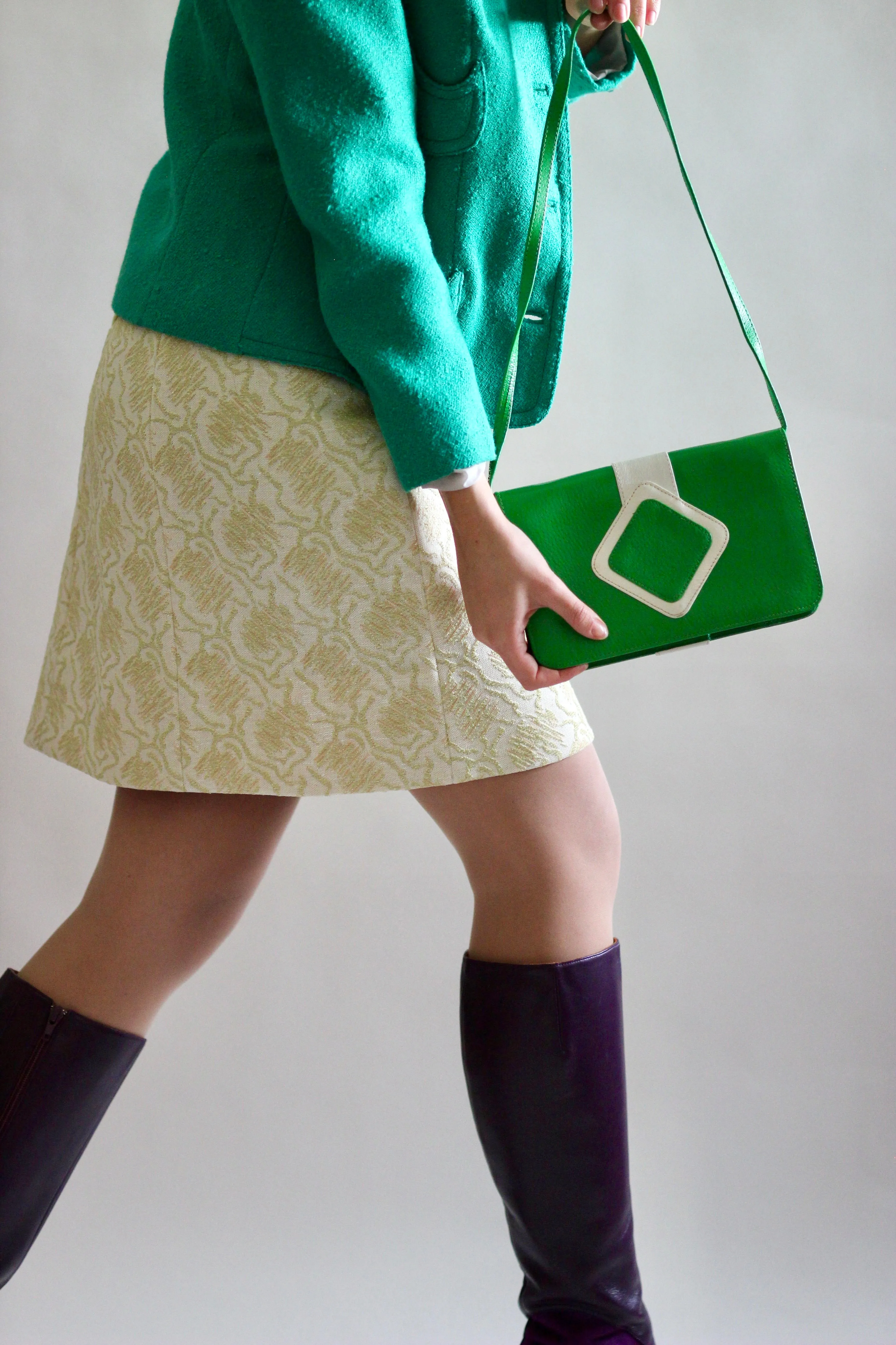 1960s 1970s Apple Green Shoulder Bag