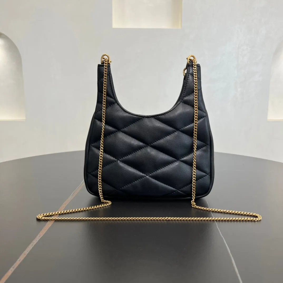 19CM Sade hove Black Sheepskin Underarm Shoulder Bag 793608