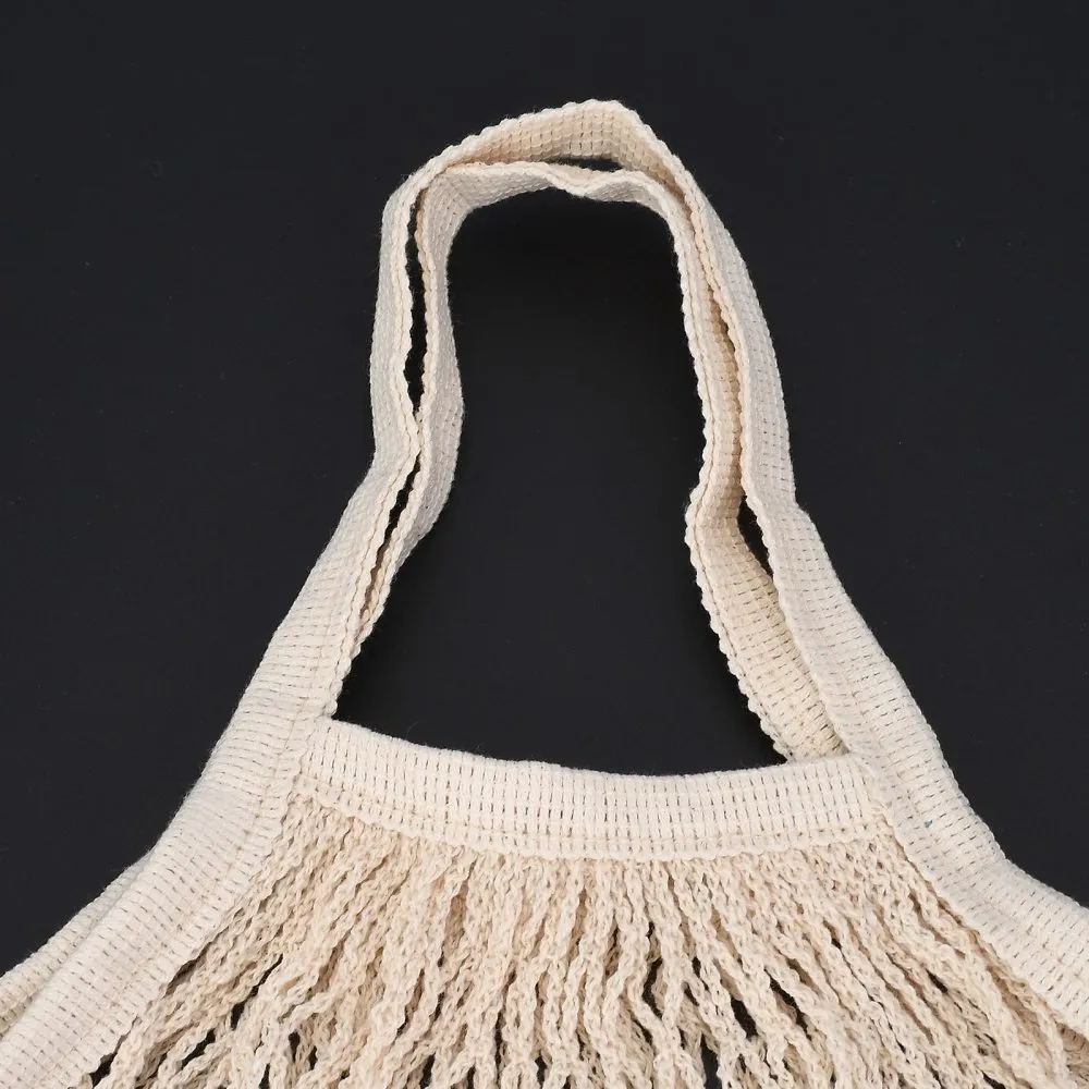 5 pc Portable Cotton Mesh Grocery Bags, Reusable Net Shopping Handbag, Old Lace, 48.05cm, Bag: 38x36x1cm.