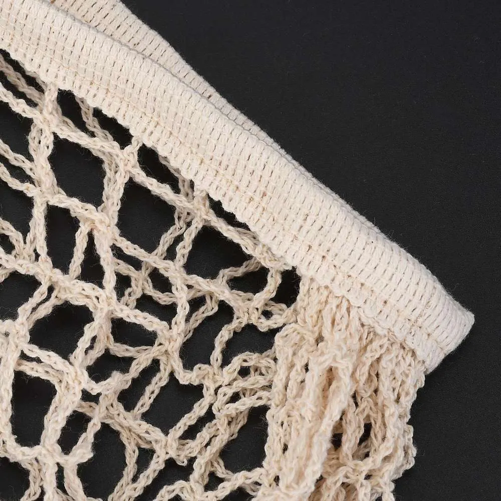 5 pc Portable Cotton Mesh Grocery Bags, Reusable Net Shopping Handbag, Old Lace, 48.05cm, Bag: 38x36x1cm.