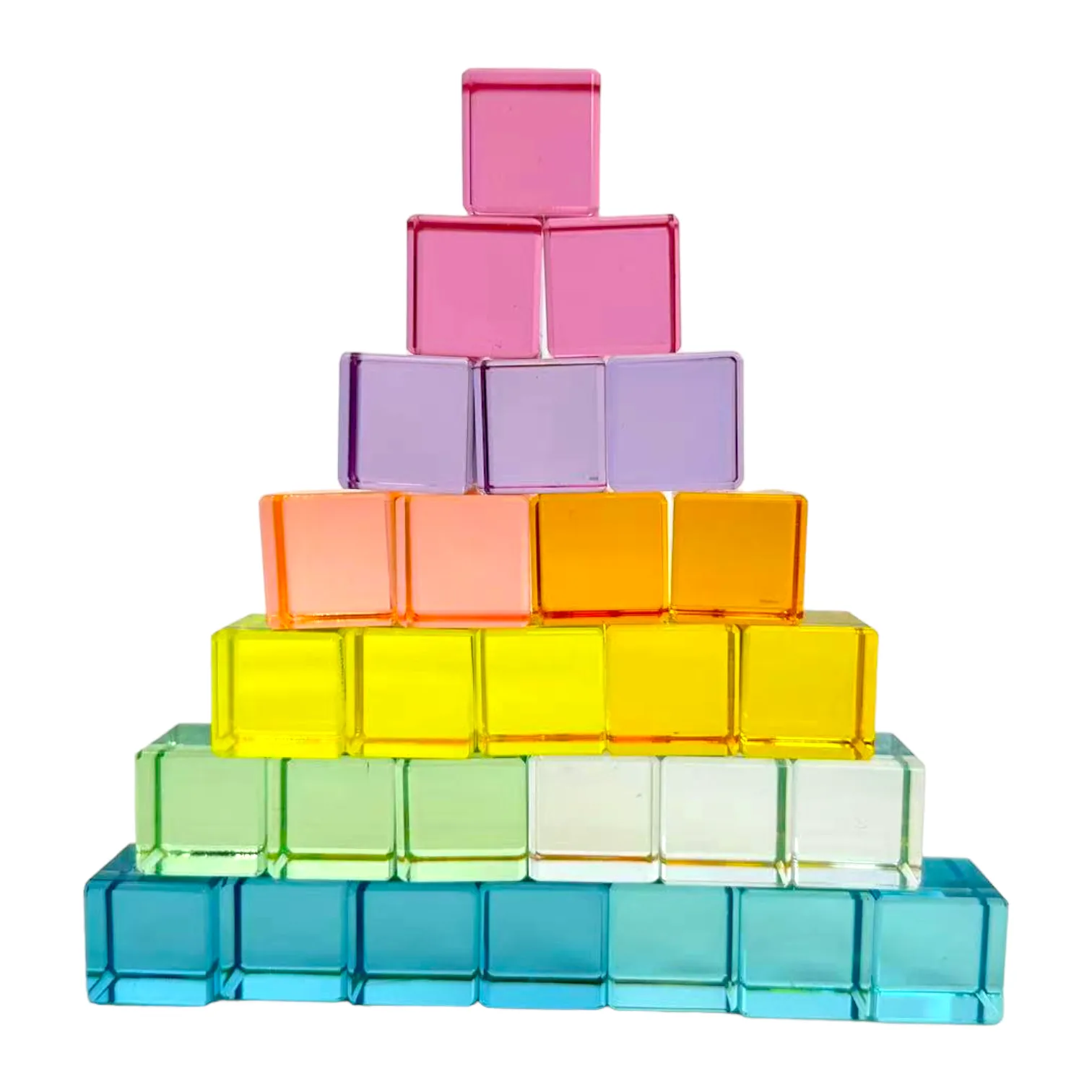 60 Pcs Crystal Clear Translucent Lucite Cubes Set in Pastel/Macaron Colors with Storage Tray