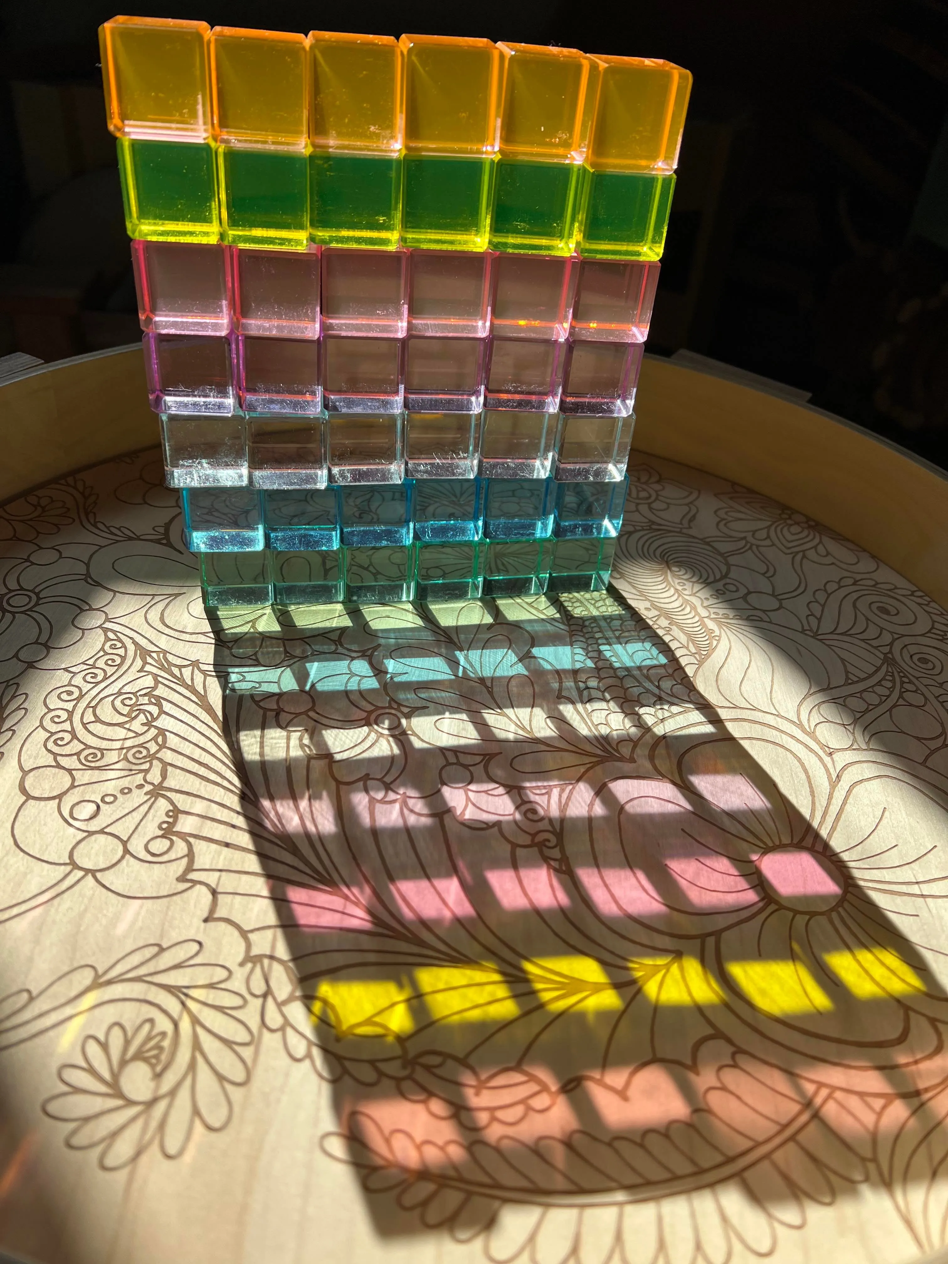 60 Pcs Crystal Clear Translucent Lucite Cubes Set in Pastel/Macaron Colors with Storage Tray