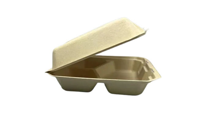 9x9 3-Compartment Fiber Clamshells