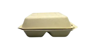 9x9 3-Compartment Fiber Clamshells