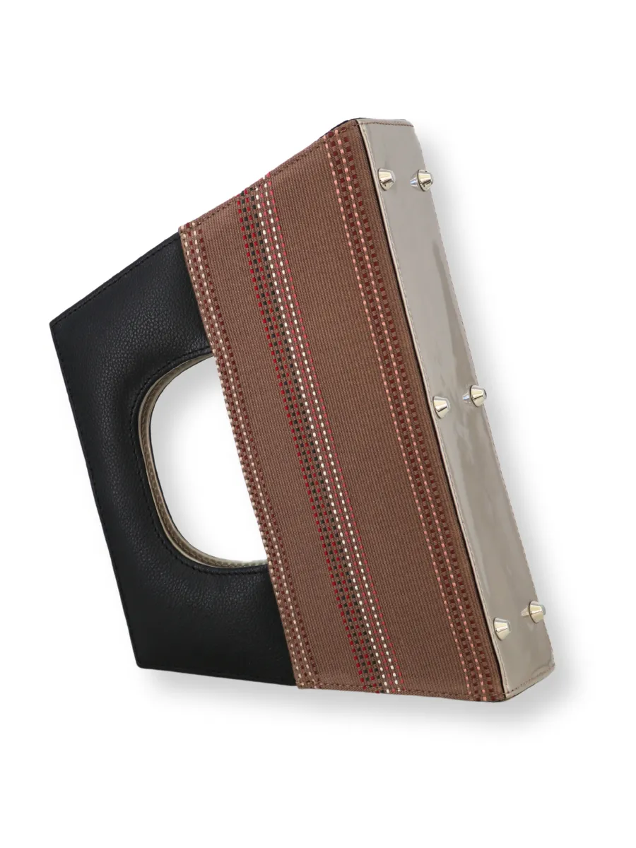 A-Chica Handbag - Taupe & Black Handle 2