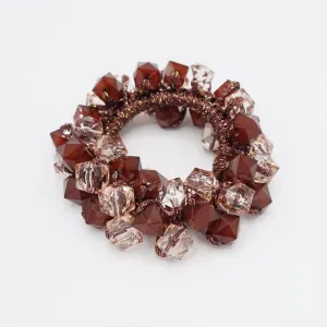 acrylic polyhedron beaded hair elastic ponytail holder women hair accessories