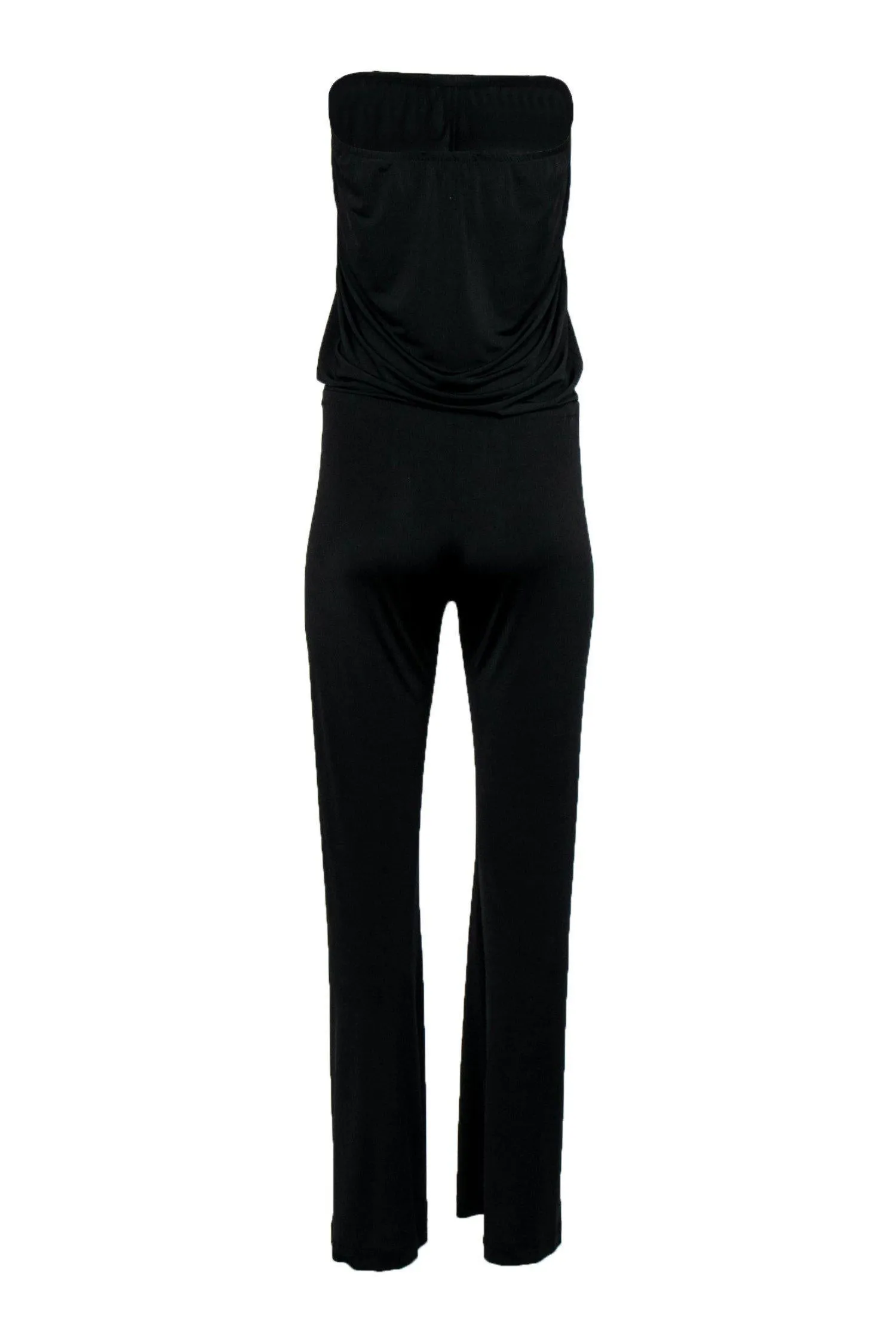 Alexis - Black Halter Top Drawstring Straight Leg Jumpsuit Sz XS