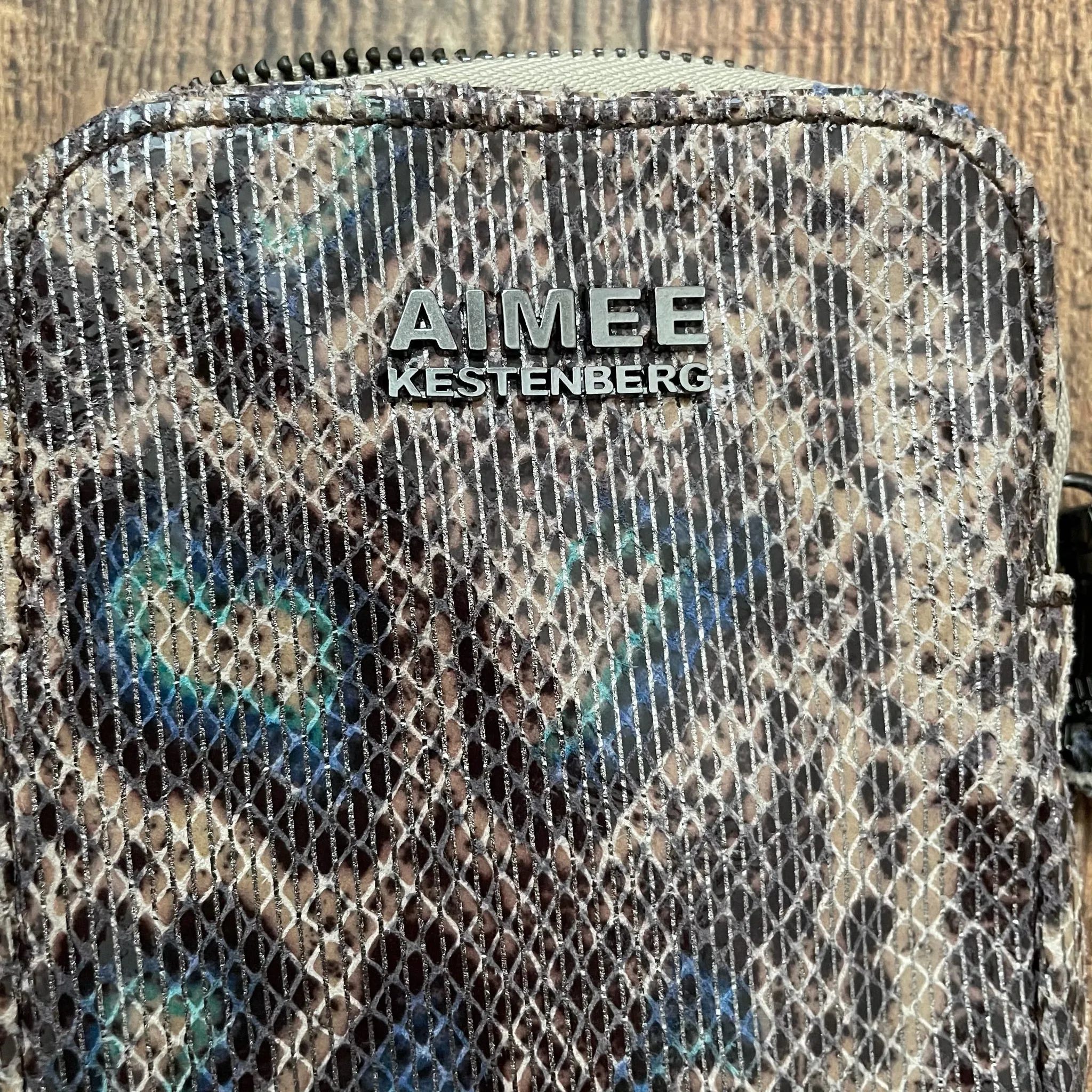 Amiee Kestenberg Snakeskin Stadium Leather Crossbody Bag