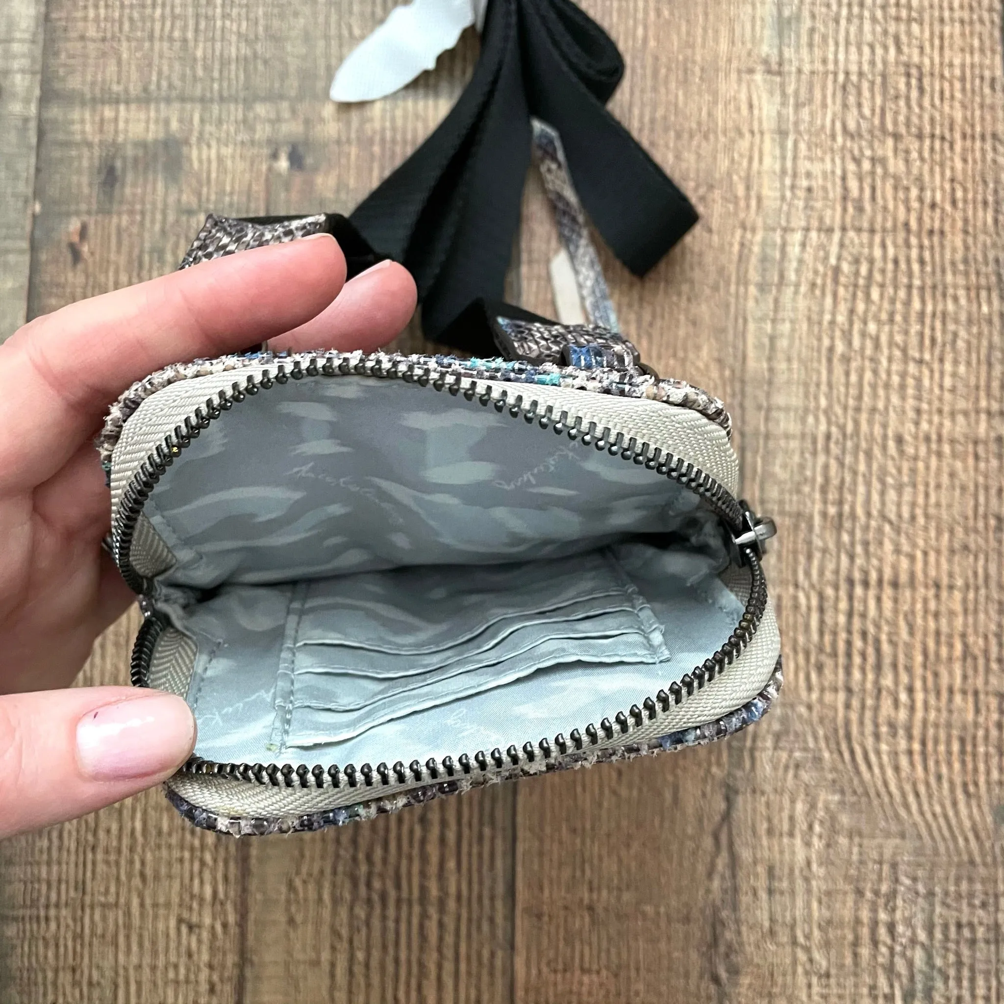 Amiee Kestenberg Snakeskin Stadium Leather Crossbody Bag