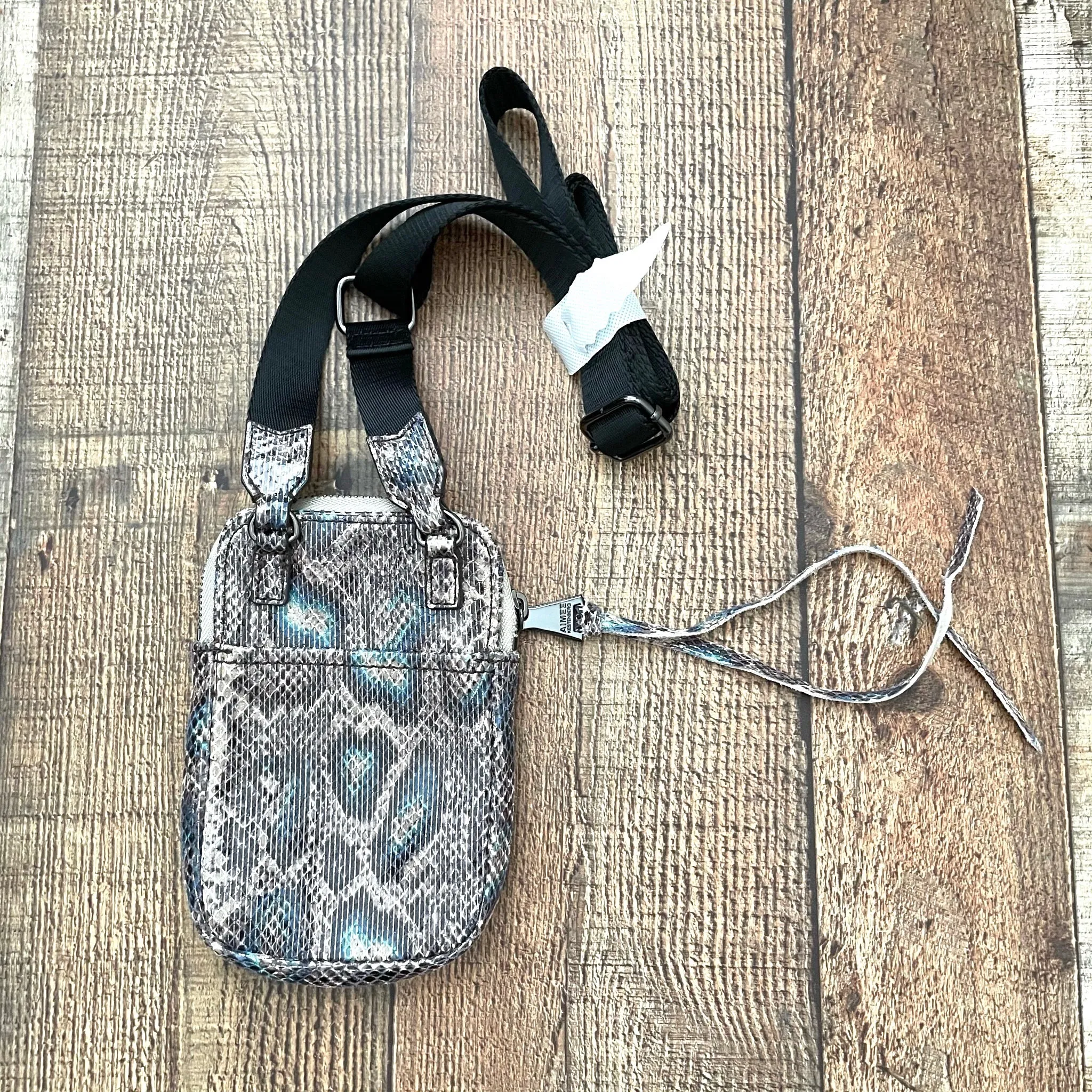 Amiee Kestenberg Snakeskin Stadium Leather Crossbody Bag