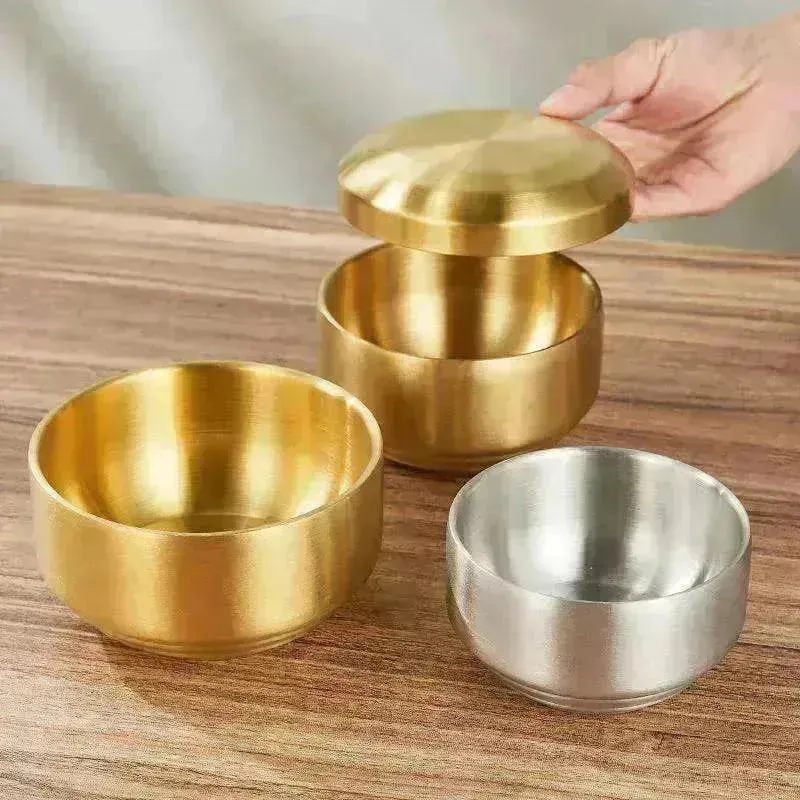 An Adorable Stainless Steel with Golden Tape Tureen Bowl