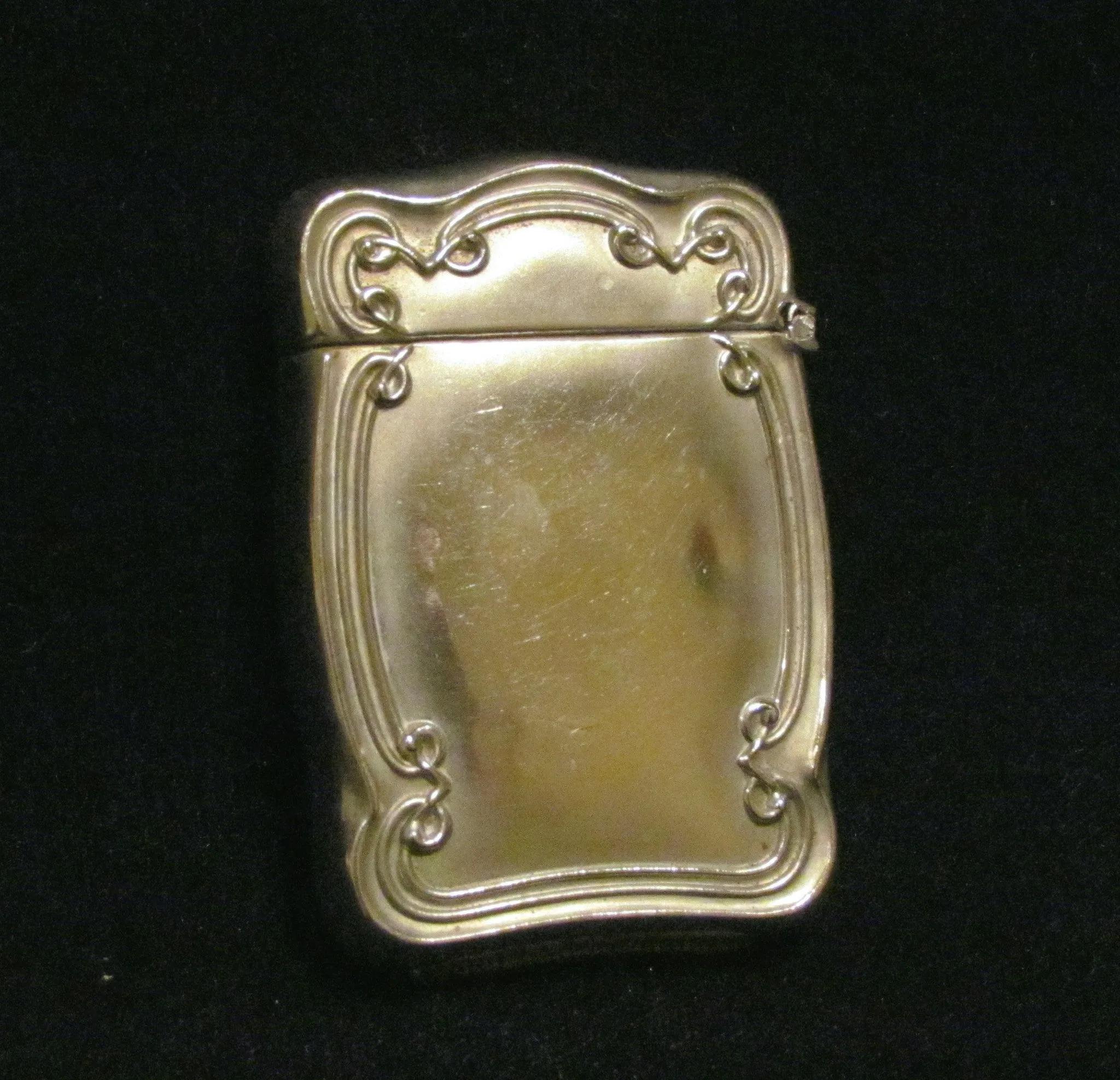 Art Nouveau Silveroin Match Safe Circa 1895 to 1915 Match Holder Vesta Case Made In England