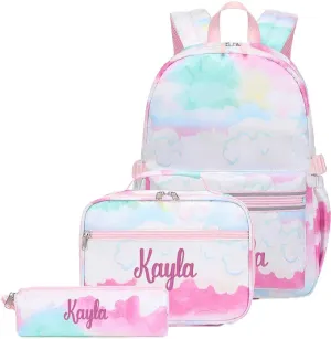 Backpack, Lunchbox & Pencil Bag Set, Pink Clouds