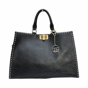 Black Large Leather Tote Bag