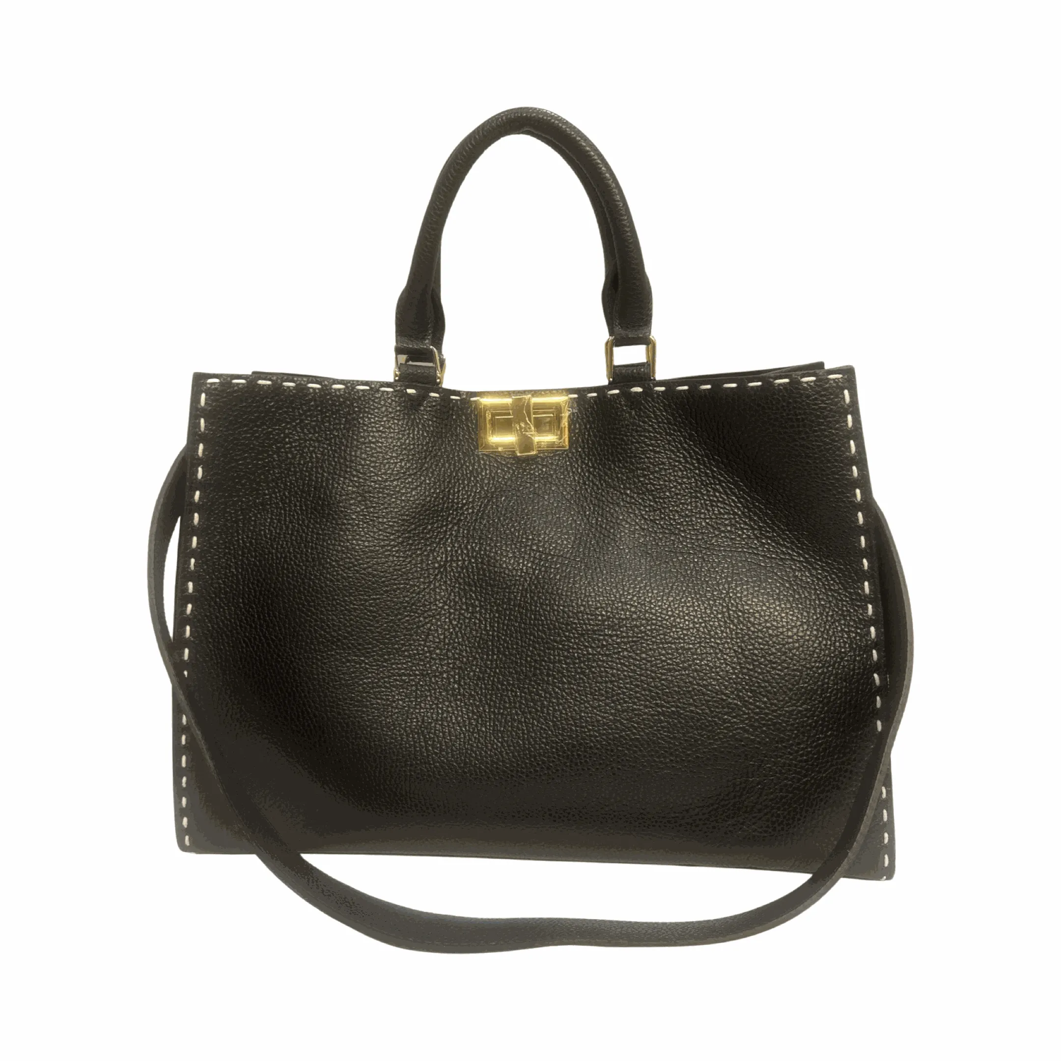 Black Large Leather Tote Bag