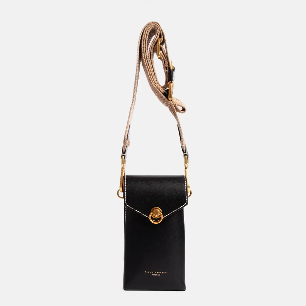 Black Leather Corallo Phone Bag