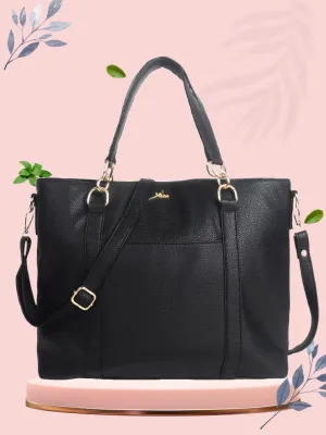 Black Synthetic Leather Shoulder Bag for Women