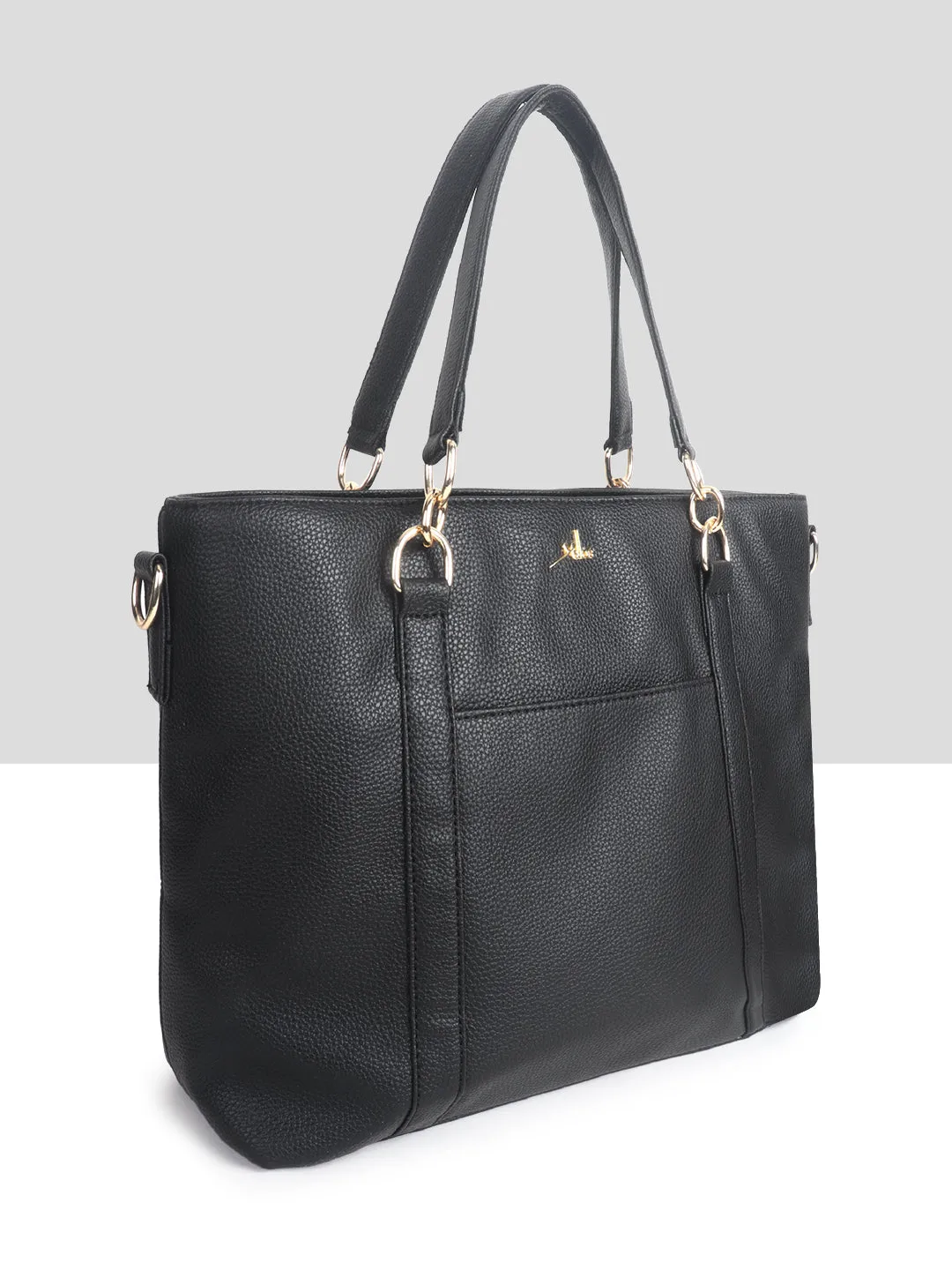 Black Synthetic Leather Shoulder Bag for Women