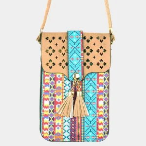 Boho Touch Screen Crossbody Cell Phone Bag Taupe