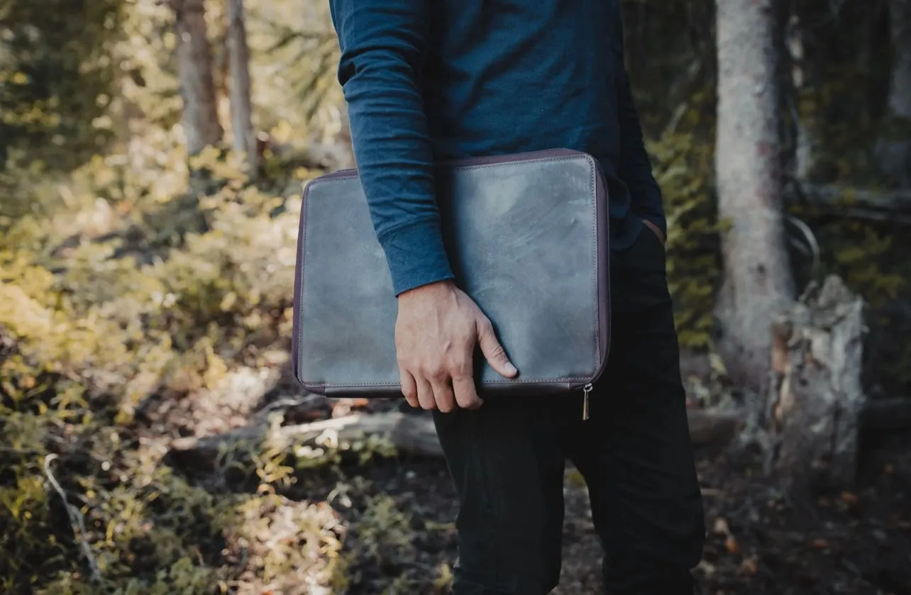 Buffalo Leather MacBook Portfolio - Dark Walnut