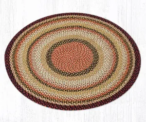 Burgundy, Mustard, and Ivory Round Braided Rug