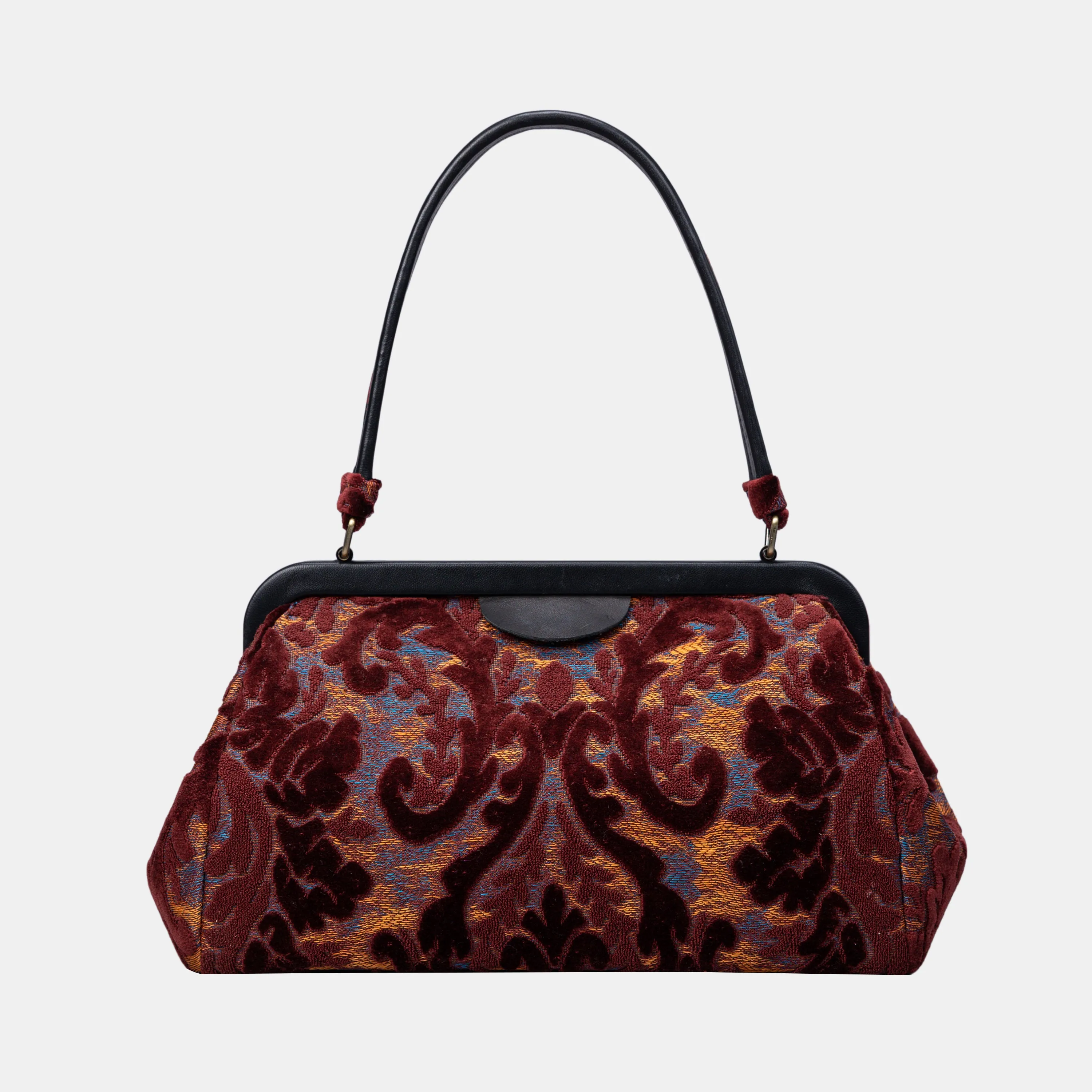 Burnout Velvet Wine Shoulder Bag