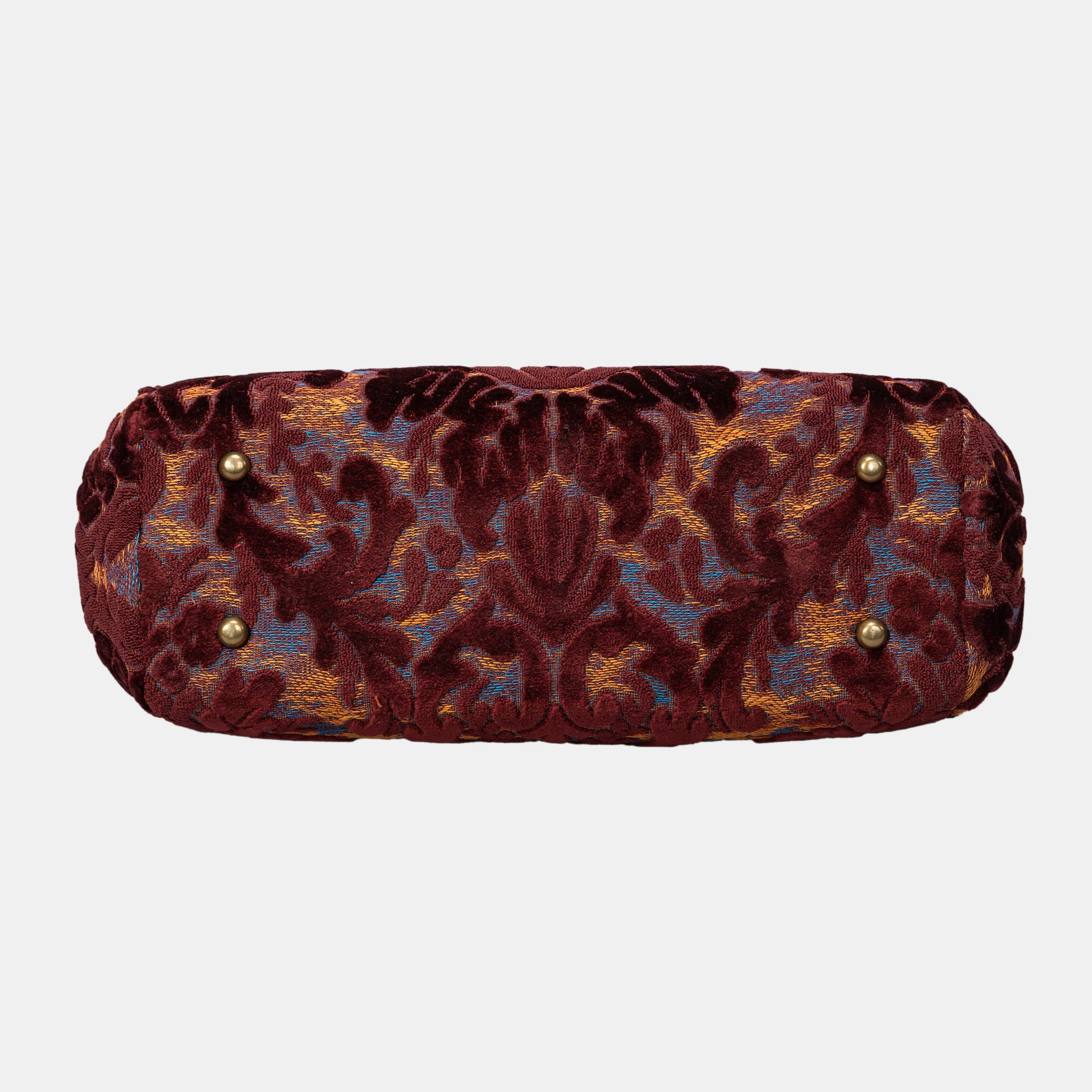 Burnout Velvet Wine Shoulder Bag