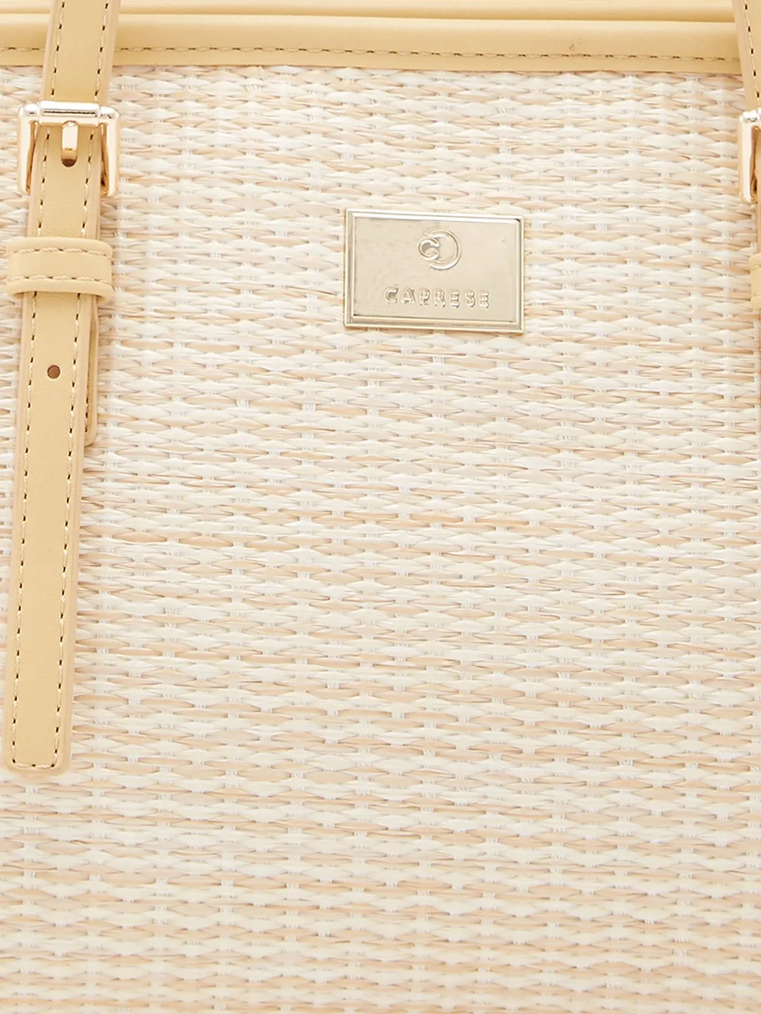 Caprese Georgia Tote Medium Self Design Womens Handbag Light Yellow