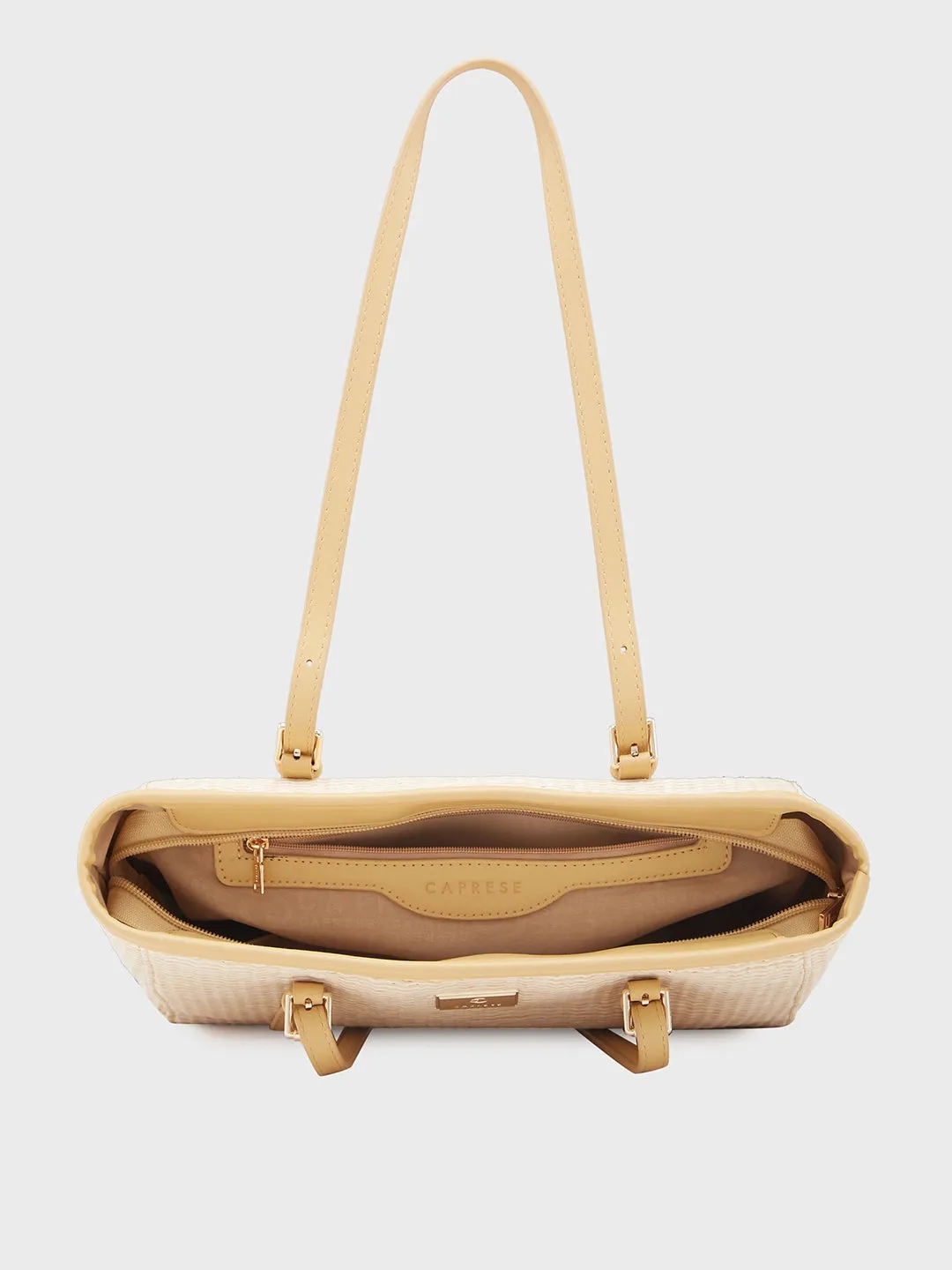 Caprese Georgia Tote Medium Self Design Womens Handbag Light Yellow