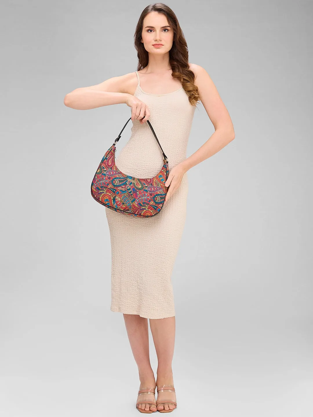 Caprese Kaya Hobo Medium Printed Womens Handbag Green