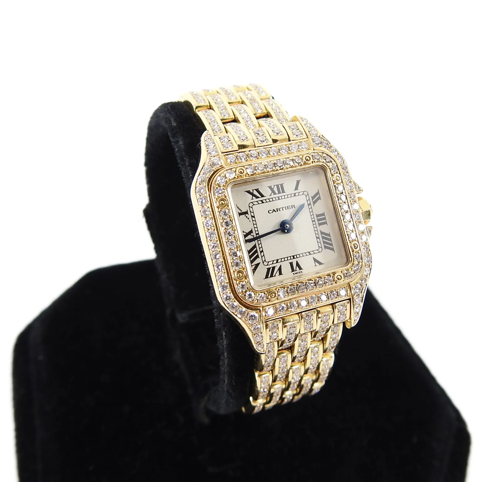 Cartier 18K Yellow Gold Mini 22mm Panthere Ladies Diamond Watch