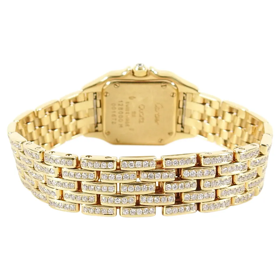 Cartier 18K Yellow Gold Mini 22mm Panthere Ladies Diamond Watch