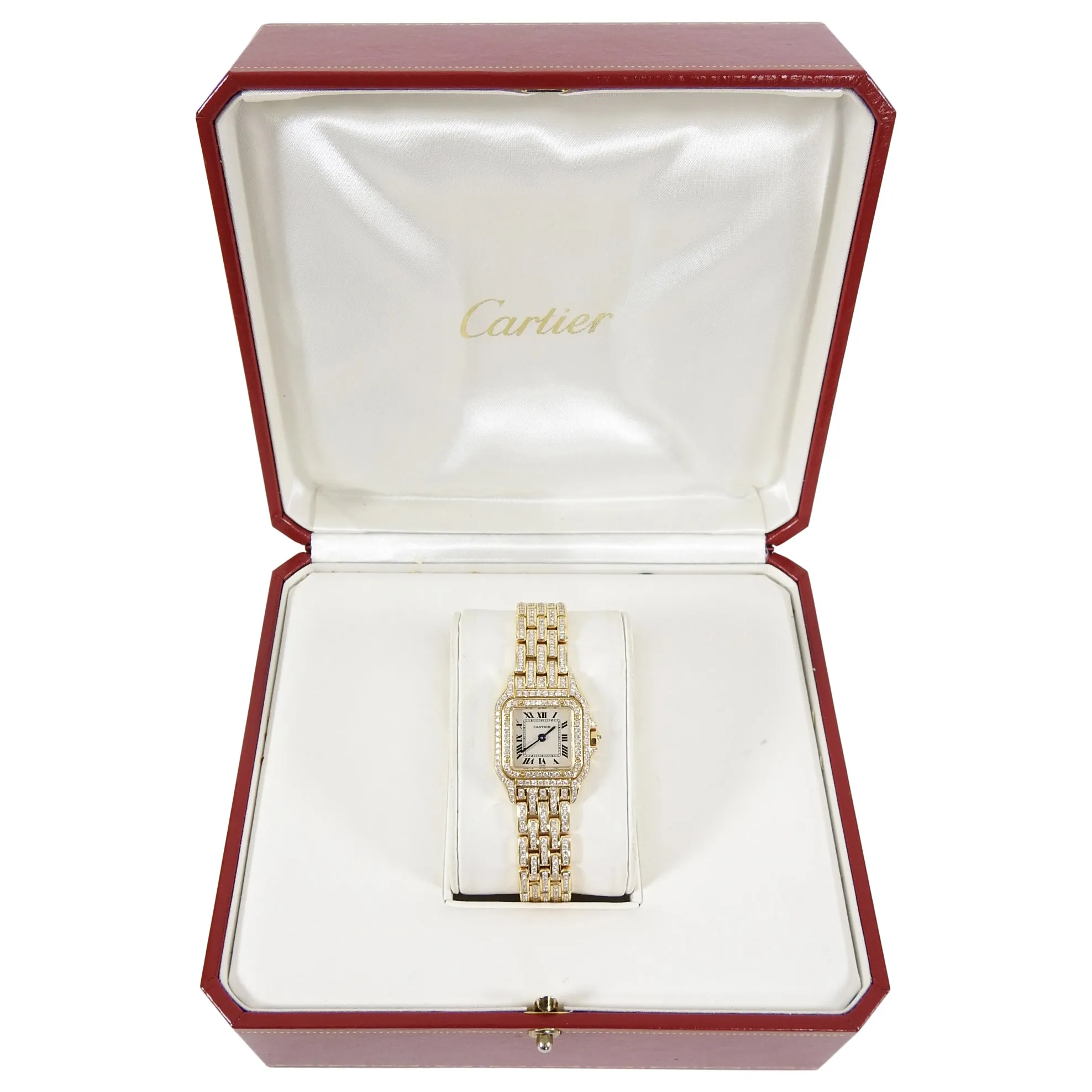 Cartier 18K Yellow Gold Mini 22mm Panthere Ladies Diamond Watch