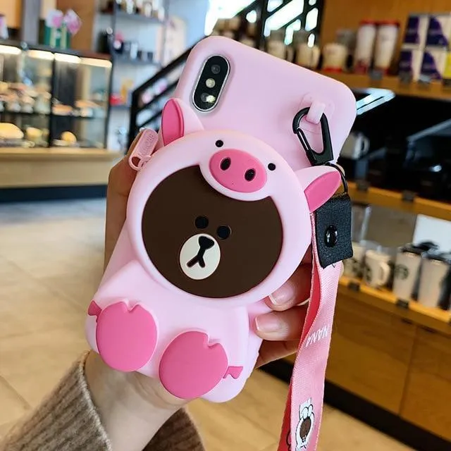 Cartoon Storage Phone Case For iPhone/Samsung