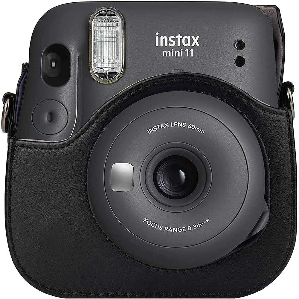 Case for Fujifilm Instax Mini 11 Case PU Leather Instant Camera Cover with Adjustable Strap Charcoal Grey