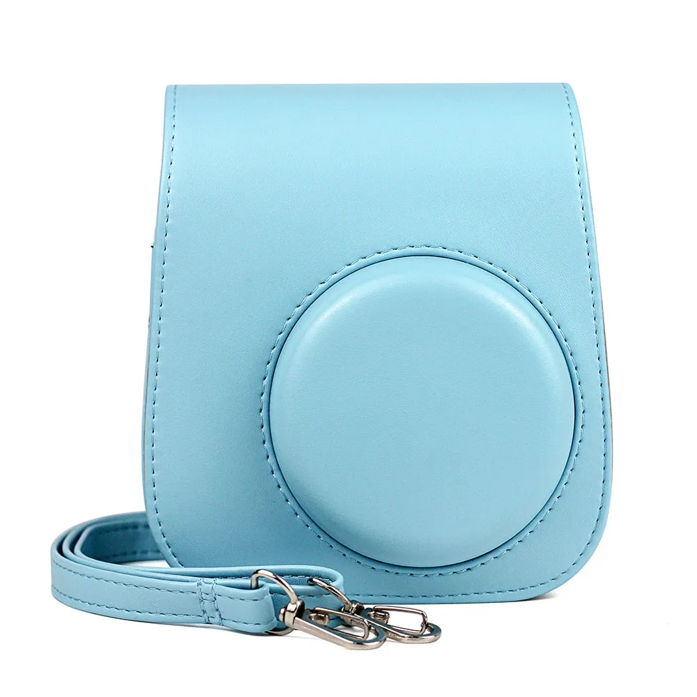 Case for Fujifilm Instax Mini 11 Case PU Leather Instant Camera Cover with Adjustable Strap Sky Blue