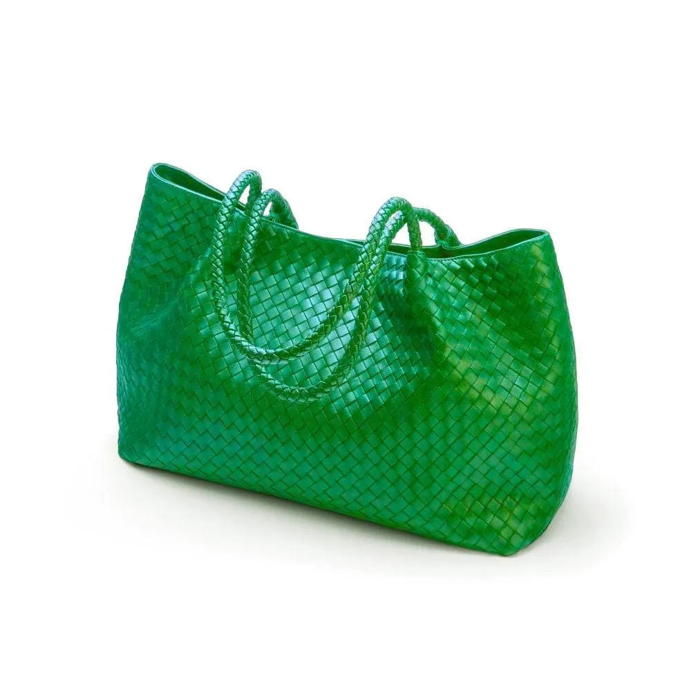 Cassidy Woven Slouchy Bag - Emerald Green