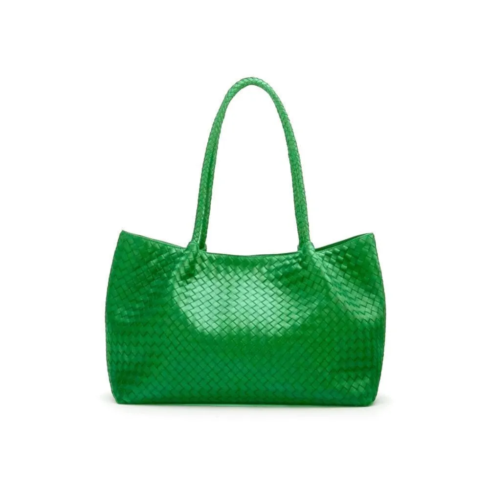 Cassidy Woven Slouchy Bag - Emerald Green