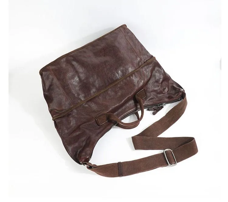 Casual Black Leather Mens 15 inches Tote Side Bag Large Messenger Bag Brown Tote Handbag Courier Bag for Men