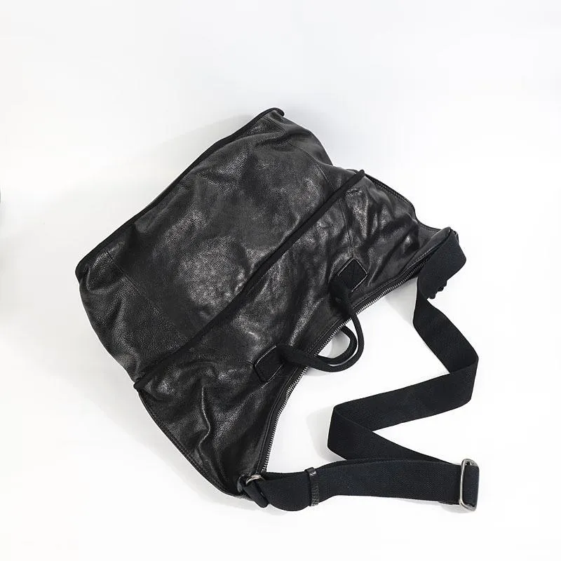 Casual Black Leather Mens 15 inches Tote Side Bag Large Messenger Bag Brown Tote Handbag Courier Bag for Men