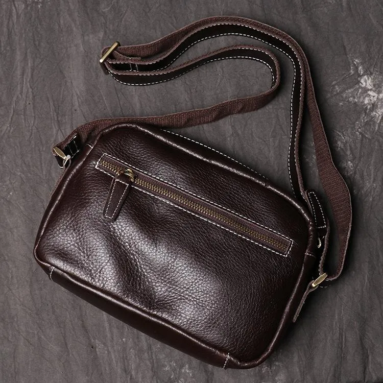 Casual Leather Mens Brown Side Bag Small Messenger BAG Brown Courier Bag FOR MEN