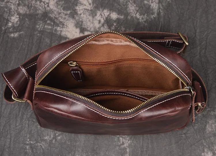 Casual Leather Mens Brown Side Bag Small Messenger BAG Brown Courier Bag FOR MEN