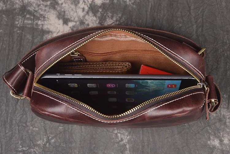Casual Leather Mens Brown Side Bag Small Messenger BAG Brown Courier Bag FOR MEN