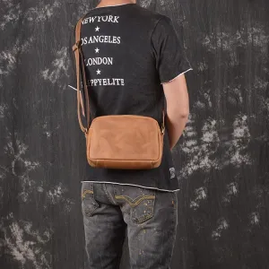 Casual Leather Mens Brown Side Bag Small Messenger BAG Brown Courier Bag FOR MEN