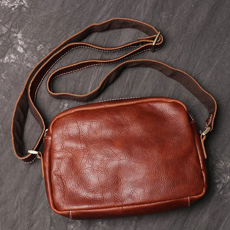 Casual Leather Mens Brown Side Bag Small Messenger BAG Brown Courier Bag FOR MEN