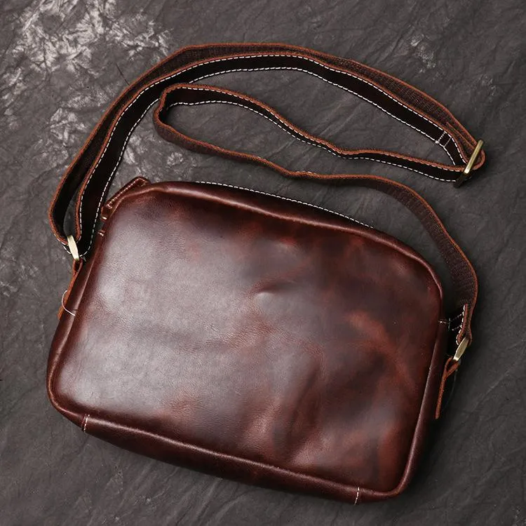 Casual Leather Mens Brown Side Bag Small Messenger BAG Brown Courier Bag FOR MEN